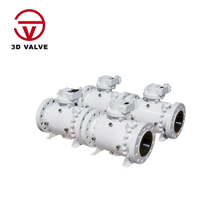 Zawór kulowy zamontowany na metalowym Trunnion